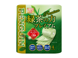 トイレットペーパー 丸富製紙 ペンギン 緑茶の力プレミアム ティーフラボン 再生紙100% 緑茶の香り 130カット 3枚重ね20m 4ロール入り X12パック