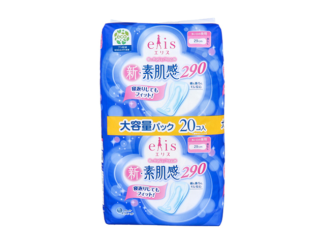 大王製紙 エリエール エリス 新・素肌感 ナプキン 羽なし×37 羽つき×12 大王製紙 エリス 新・素肌感（多い日の夜用）羽つき 29cm