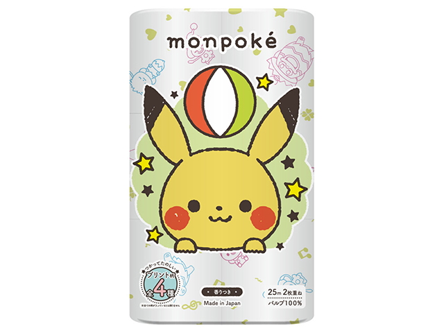 ポケモン　トイレットペーパー　20袋セット 丸富製紙の「芯なし超ロング5倍巻き」シリーズに、モンポケ