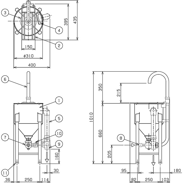 送料無料 水圧洗米機 マルゼン ドラフト式 MRW-D7