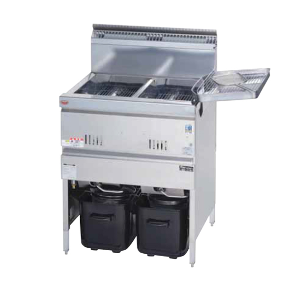 送料無料 業務用フライヤー マルゼン 涼厨ガスフライヤー 2槽型 MGF-C13WK 