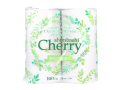 トイレットペーパー 新橋製紙 cherry チェリー 無漂白 芯有り シングル 100m 再生紙100％ 8ロール入り X4パック