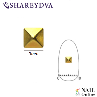 【SHAREYDVA】 (旧Pieadra) スタッズ　ピラミッド　3mm　50P　ゴールド