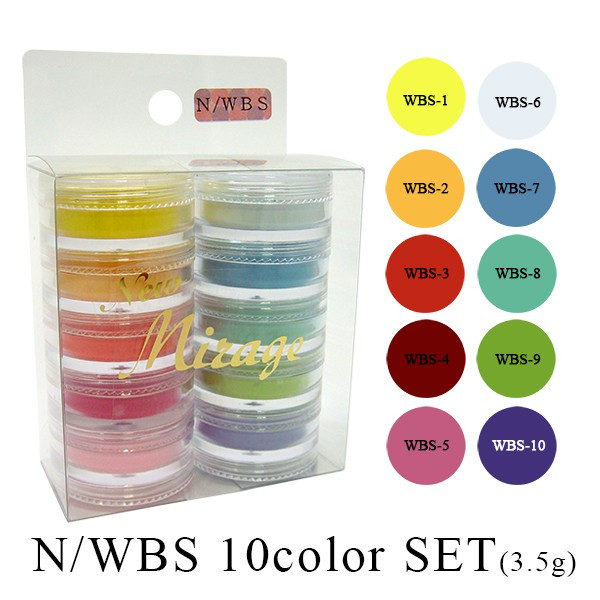 【Mirage】　カラーパウダー　3.5g×10色セット　N/WBS（マットなスタンダードシリーズ）