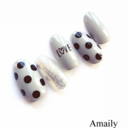 Amaily ネイルシール No 5 8 ドット柄 白