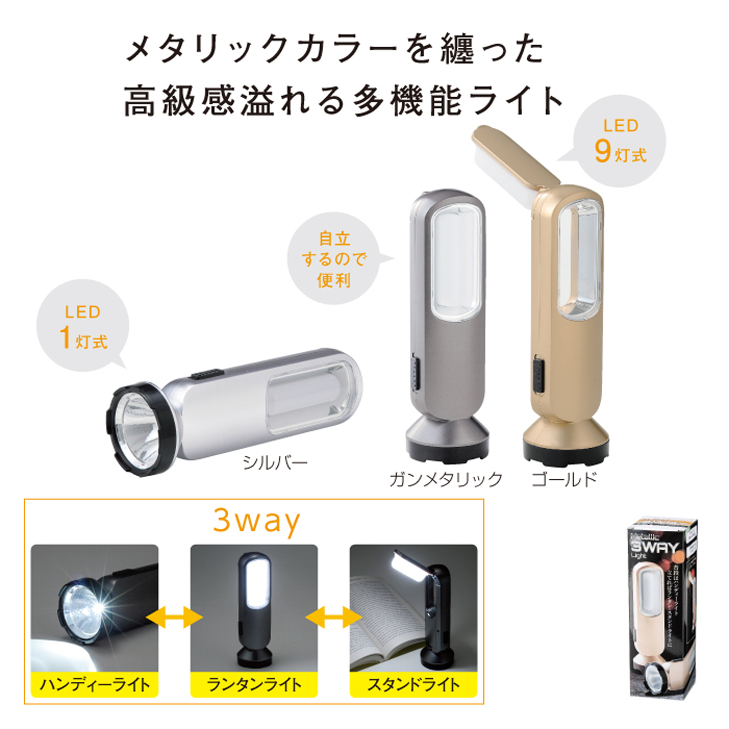 【名入れ無料！】【版代無料！】【送料無料！】販促用粗品   メタリック３ＷＡＹライト《31753》  96個からのご提供