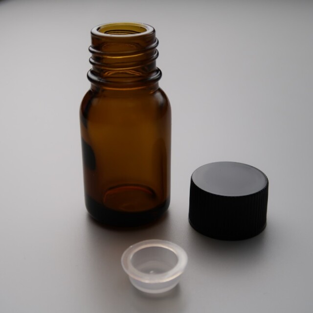 LT-10ml　茶　樹脂キャップ黒　ポリ栓付【420本入】