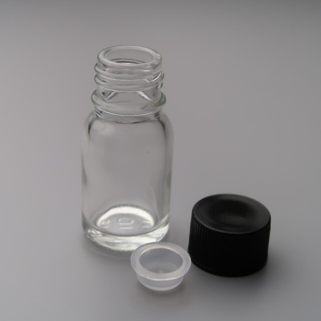 LT-10ml　透明　樹脂キャップ黒　ポリ栓付【192本入】