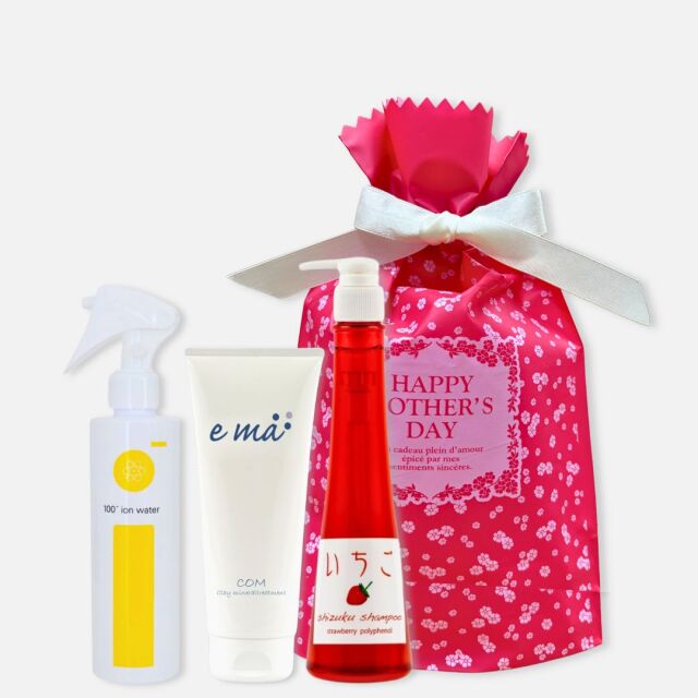 2026母の日ギフト【美髪ヘアケア】(いちごしずくシャンプー200mL、ema com 200g ヘアトリートメント、アイマイナス200mL ミネラルイオントリートメントミストの3点セット)