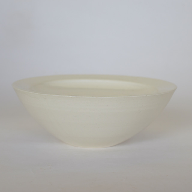 中里花子　ホワイトダブルボウル　径17ｃｍ　【台鉢】