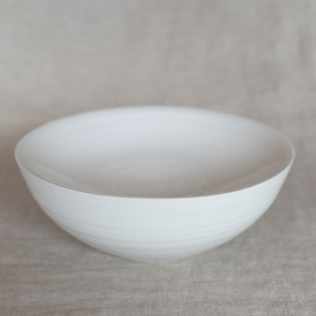 中里花子　白磁ダブルボウル　　【台鉢】