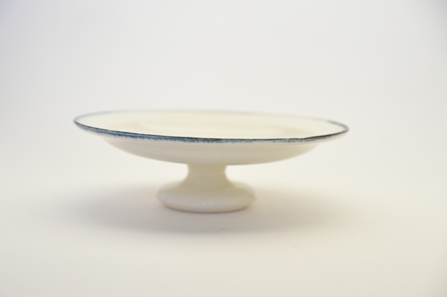 中里花子　ブルー皮鯨高脚皿