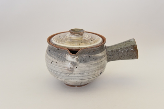 中里花子　灰釉刷毛目急須【茶器】【陶器】