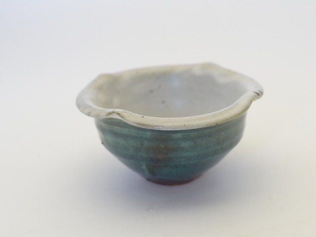 中里花子　緑釉柿の花小鉢　