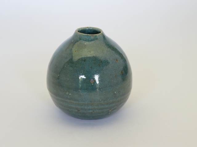 中里花子　緑釉　一輪挿し 【花瓶】