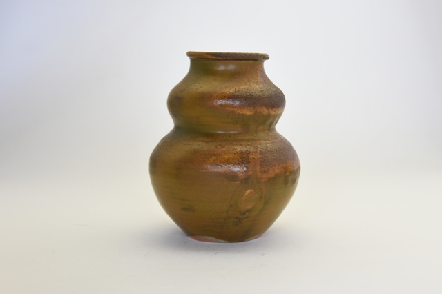 井銅心平　アセロ釉　瓢花入れ