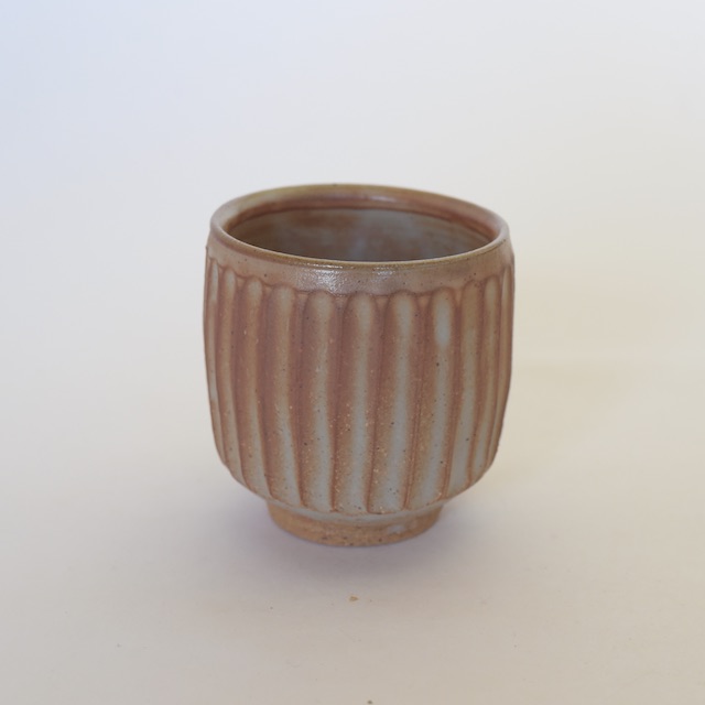 中里隆　ダック志野しのぎ文湯呑　