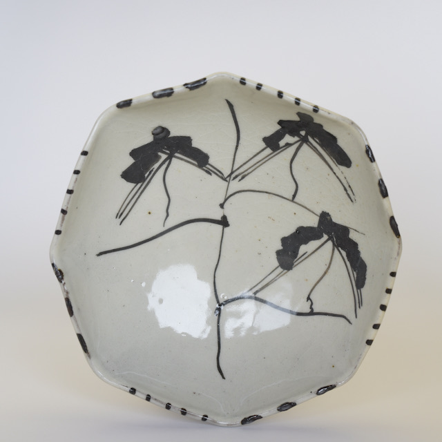 中里隆 絵粉引八角向付