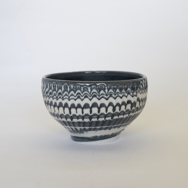 中里隆　練り込みしのぎ茶碗