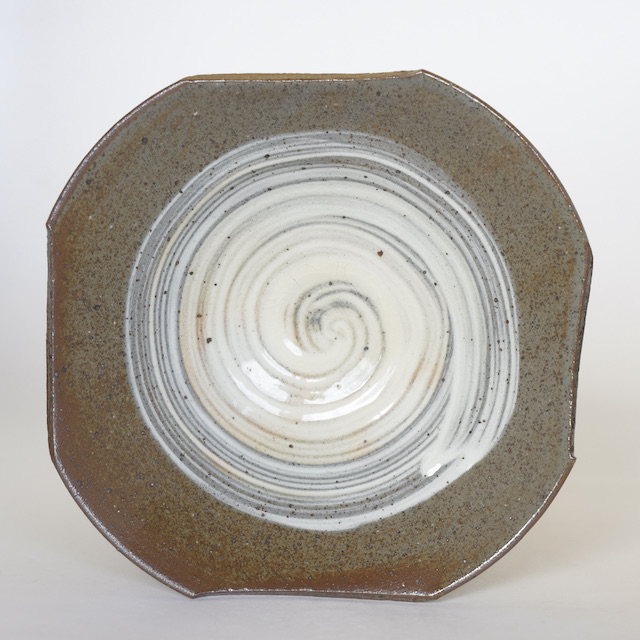 中里隆　唐津刷毛目角切皿　16cm