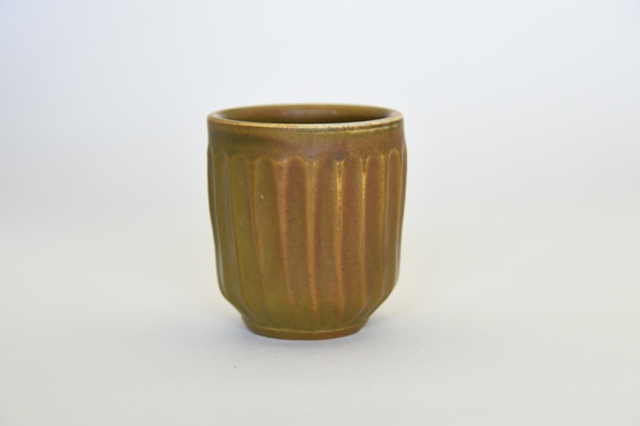 中里隆　アンダーソンランチ　アセロ釉しのぎ文湯呑　