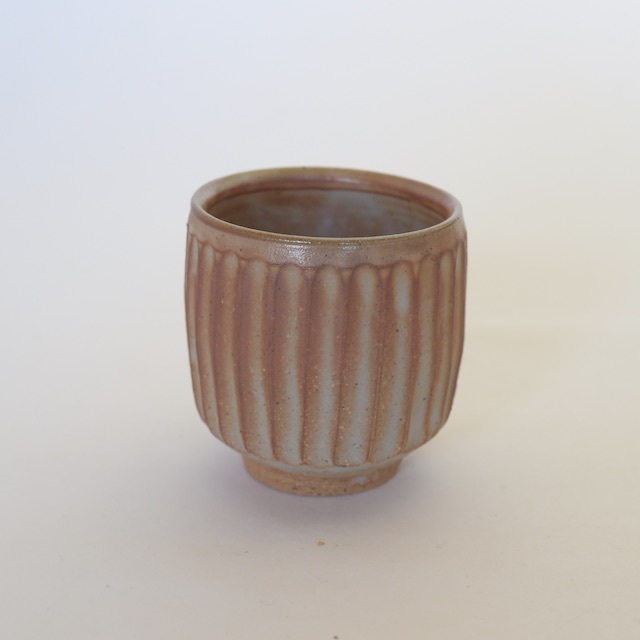 中里隆　ダック志野しのぎ文湯呑　