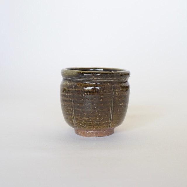 中里隆　ユタ　灰釉瓜形湯呑み