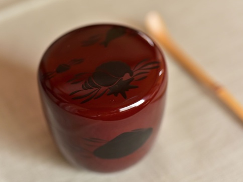 茶道具 時代海松貝 大棗 茶道具 大棗 海松貝（みるがい）蒔絵 而妙斎好、 中村宗尹作