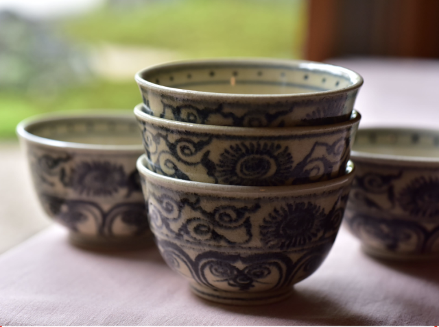 湖東焼 茶碗 5客 保存箱 MA326 安南手汲出茶碗 五客
