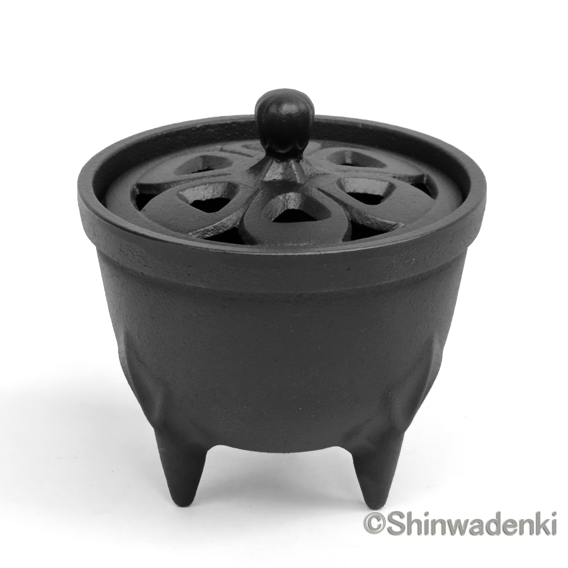 南部鉄器 香炉 花びら（黒）