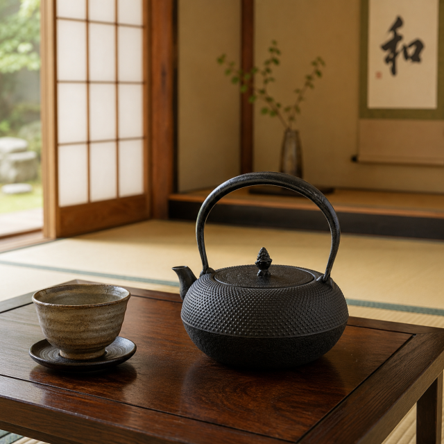 鉄瓶 清末・清茂作 9型姥口アラレ