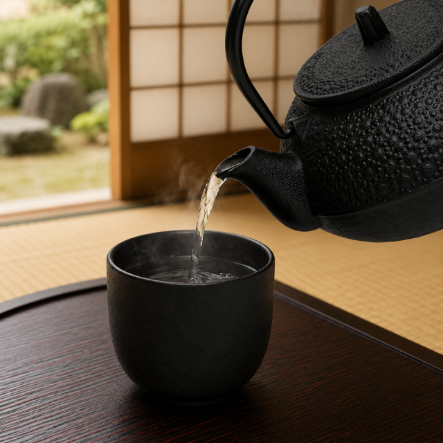 南部鉄器 鉄瓶兼用急須 5型新亀甲