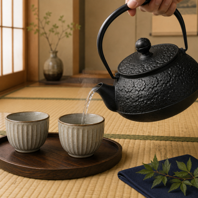 南部鉄器 鉄瓶兼用急須 5型桜