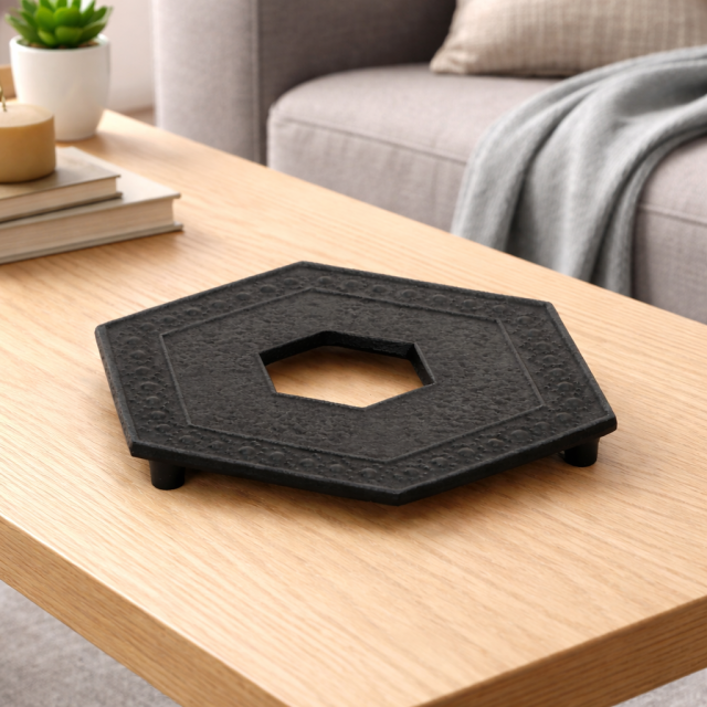 南部鉄器 釜敷 六角亀甲（大）