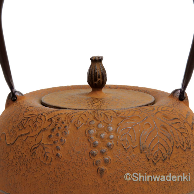 南部鉄器 鉄瓶 姥口葡萄 錆色