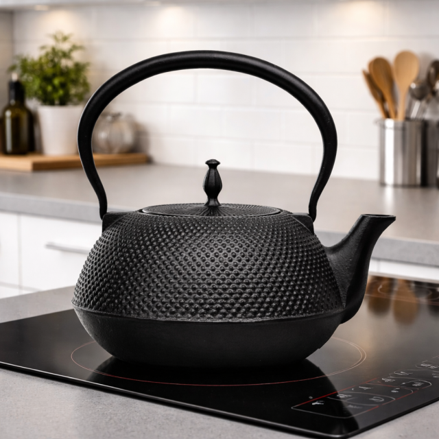 南部鉄器 鉄瓶 平形アラレ