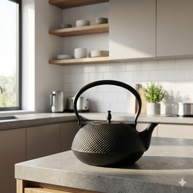 南部鉄器 鉄瓶 平形アラレ