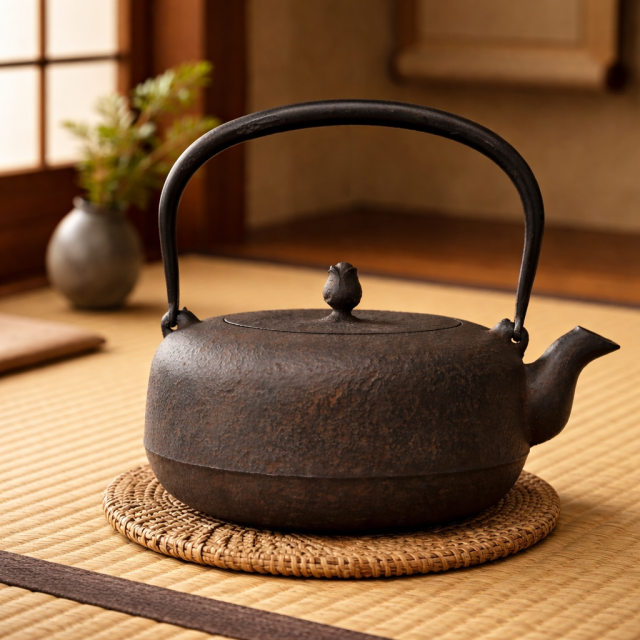 南部鉄器 鉄瓶 平丸肌