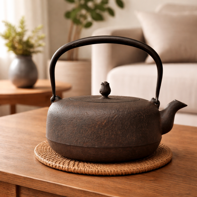 南部鉄器 鉄瓶 平丸肌