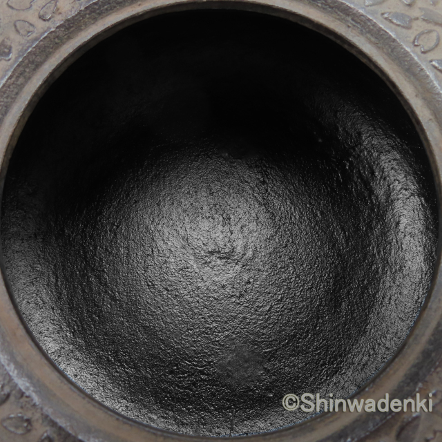 南部鉄器 鉄瓶 平丸桜