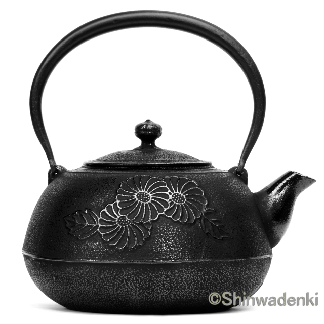 南部鉄器 鉄瓶 平丸菊