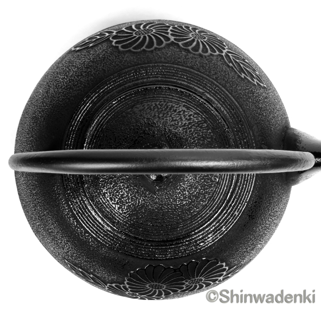 南部鉄器 鉄瓶 平丸菊 2.2L OH-301 Shinwadenki