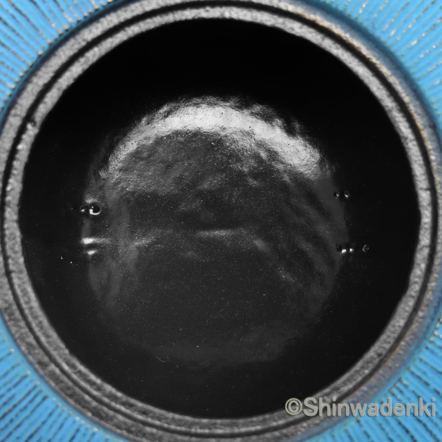 南部鉄器 ティーポット 急須 平丸千筋 青