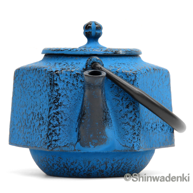 南部鉄器 急須 六角利久 青