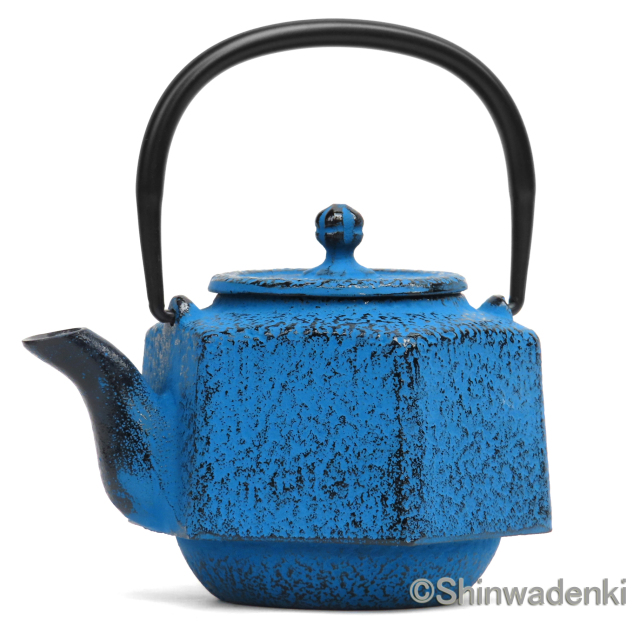 南部鉄器 急須 六角利久 青