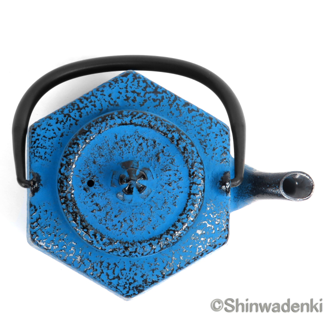 南部鉄器 急須 六角利久 青