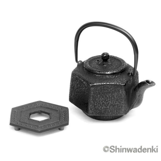 南部鉄器 急須 六角利久 黒