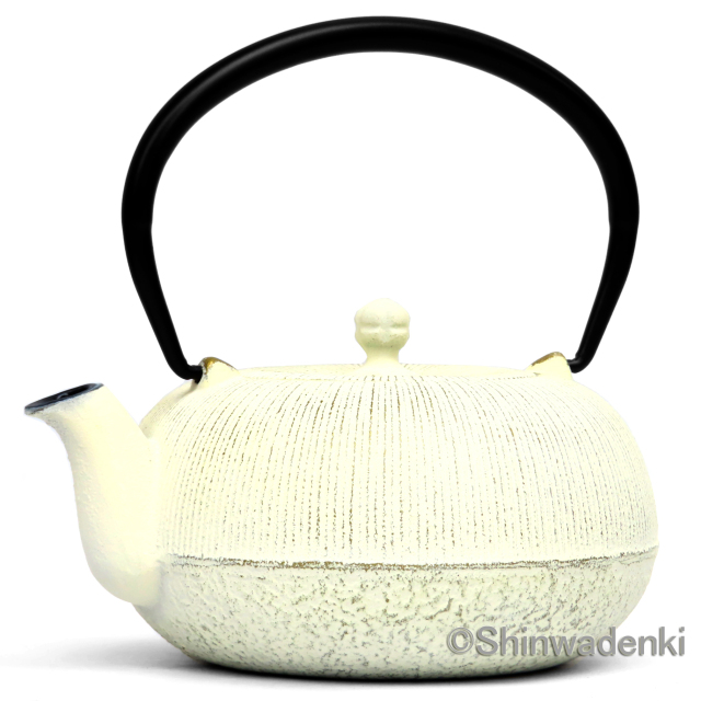 急須 平丸千筋 金白