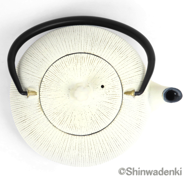 南部鉄器 ティーポット 急須 平丸千筋 金白