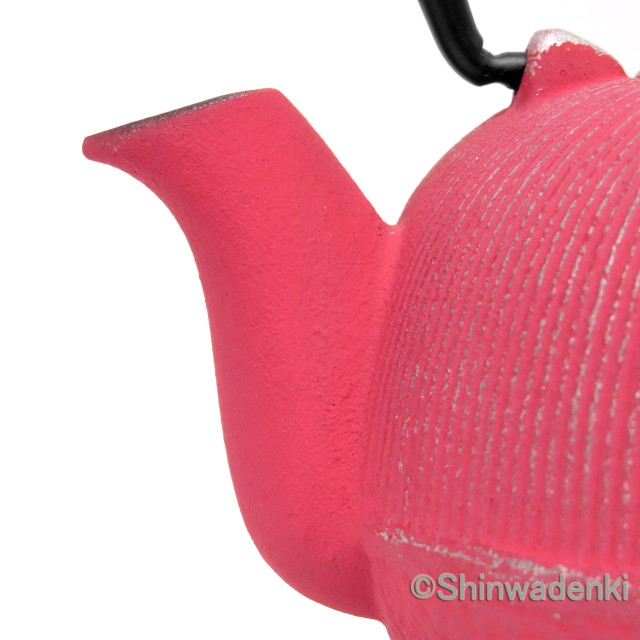 南部鉄器 ティーポット 急須 平丸千筋 銀ピンク